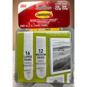 3M Command Picture Hanging Strips, Mega Pack, 16 Large, 12 Medium {MM}